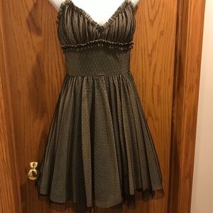 Semi formal tan and black lace dress